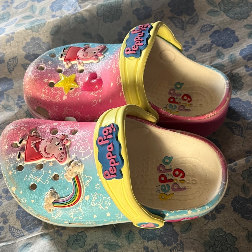 Peppa Pig Kids' Pink, Blue & Yellow Slip-On Clogs